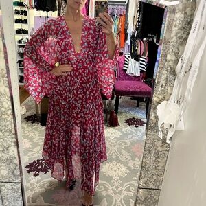 Bcbg xs dress silk lipstick combo pink handkerchief